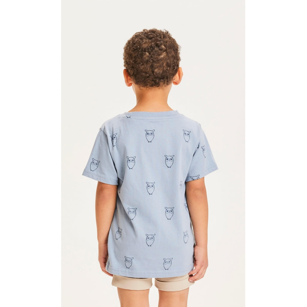 T-shirt bleu mixte en coton bio - owl aop t-shirt asley blue
