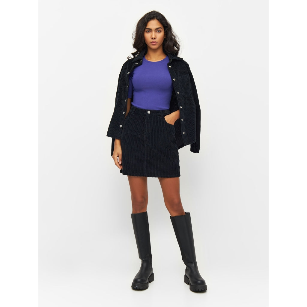 Jupe velours en coton bio | Noir "irregular corduroy skirt black jet"