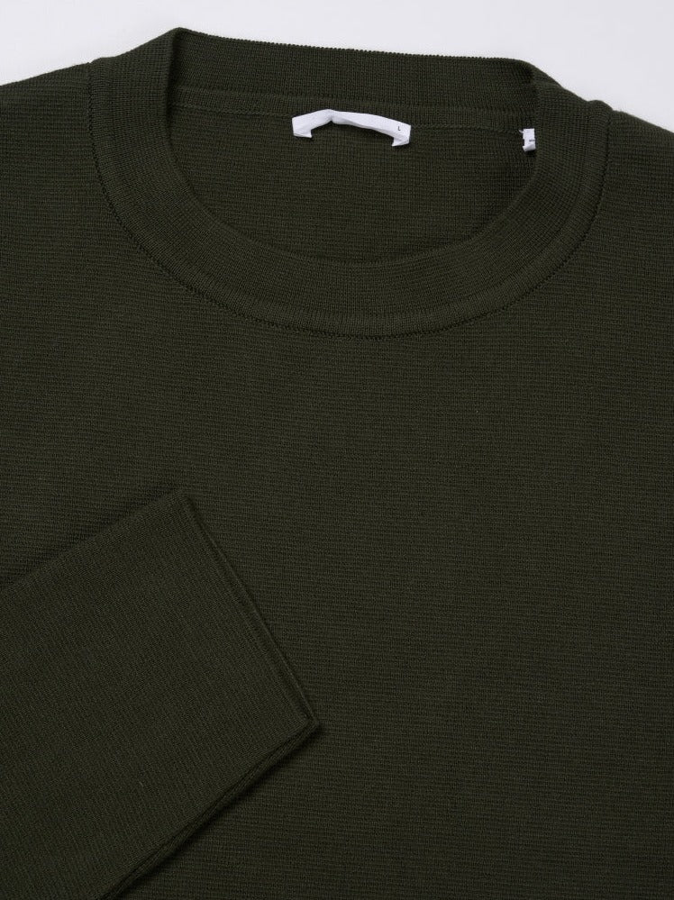 Pull col rond vert forêt en coton bio - cotton crew neck knit forrest night