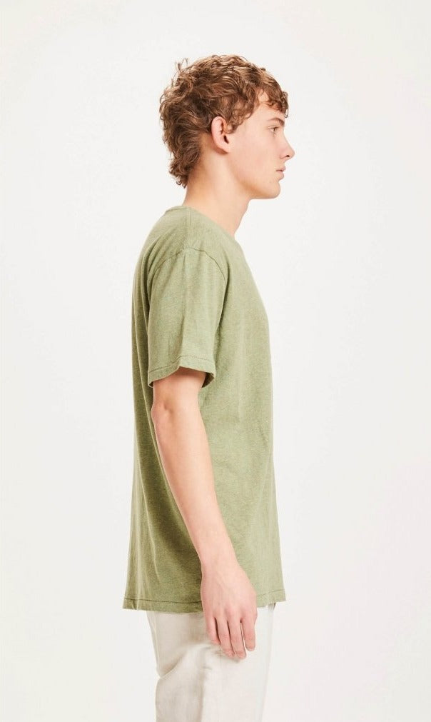 T-shirt vert chiné à poche en coton bio - Alder