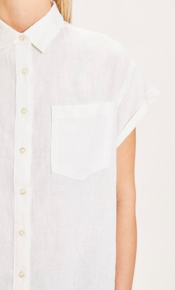 Chemise à manches courtes blanche en lin - Aster