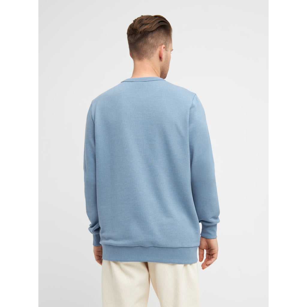Sweat bleu en coton et matière recyclés - crew neck sweat asley blue