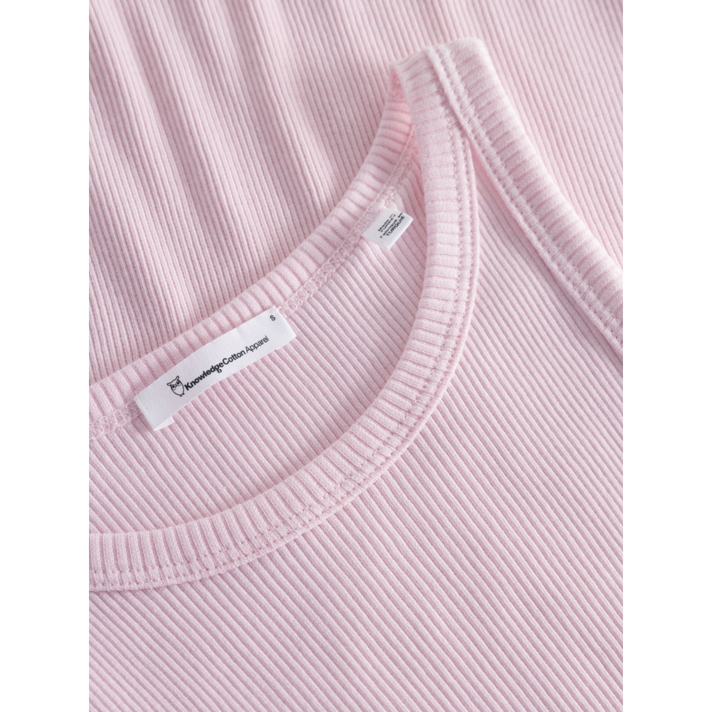 Débardeur rose côtelé en coton bio - racer rib top parfait pink
