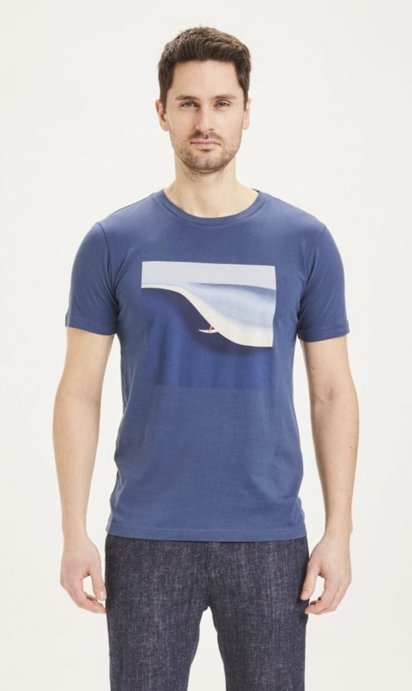 T-shirt imprimé bleu en coton bio - Alder Surf