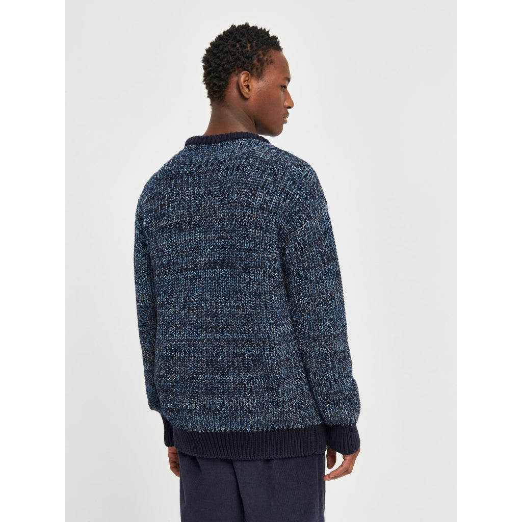 Pull en maille de coton bio | Mélange de bleu "multicolored crew neck blue aop"