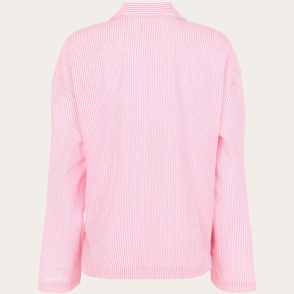Ensemble de pyjama rayé rose en coton bio - pyjamas set hot pink