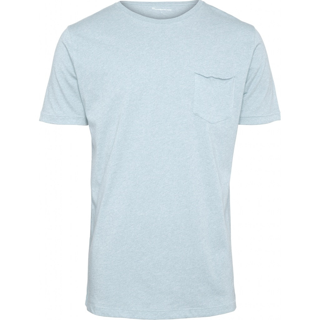 T-shirt bleu ciel chiné à poche en coton bio - Alder