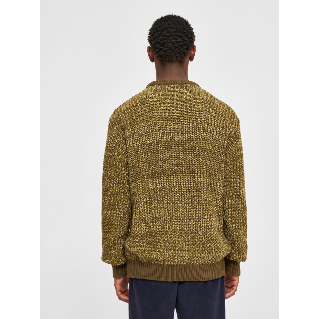 Pull en maille de coton bio | Mélange de jaune "multicolored crew neck yellow aop"