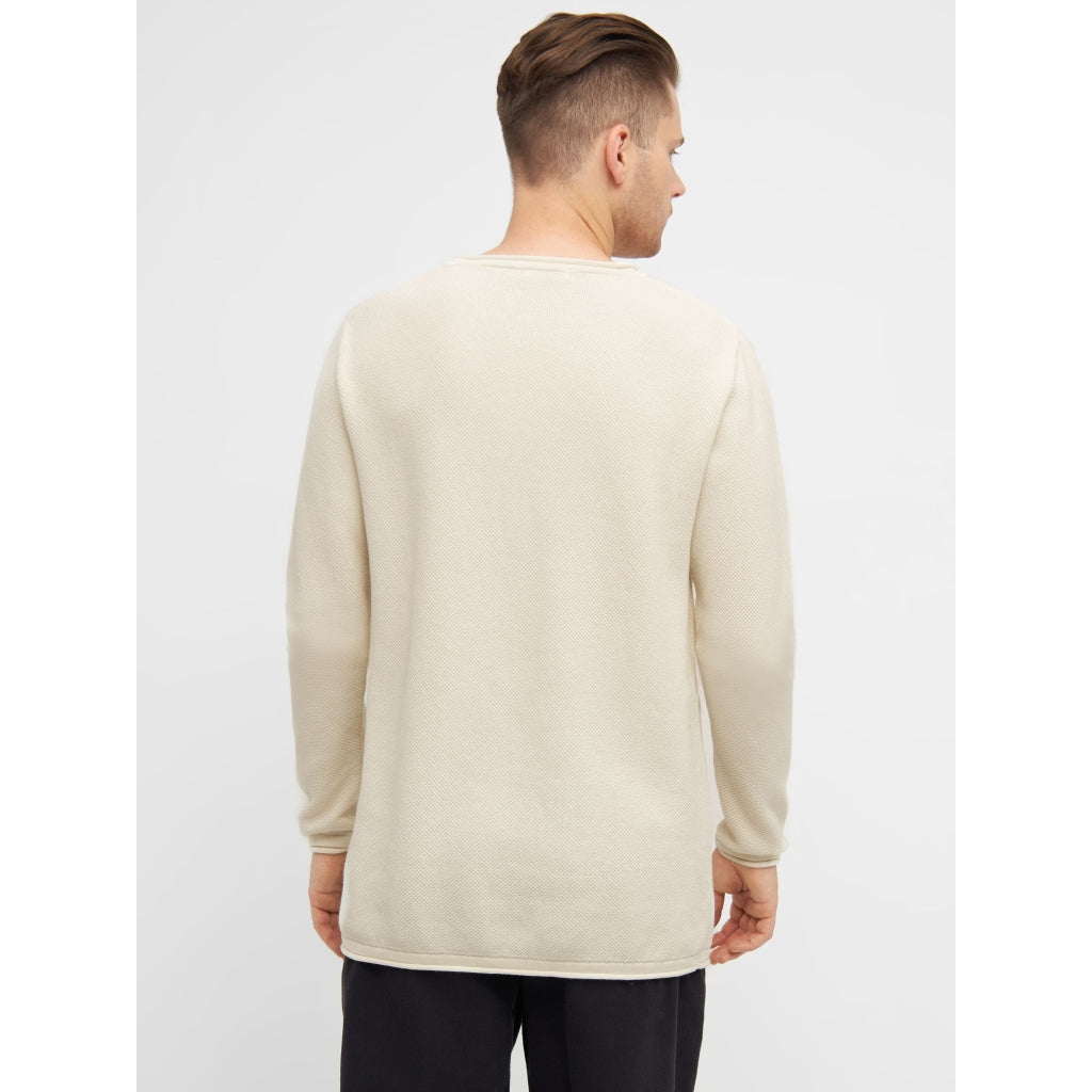 Pull écru tricoté en coton bio - cotton crew neck knit egret