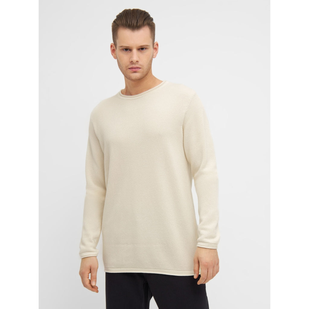 Pull écru tricoté en coton bio - cotton crew neck knit egret