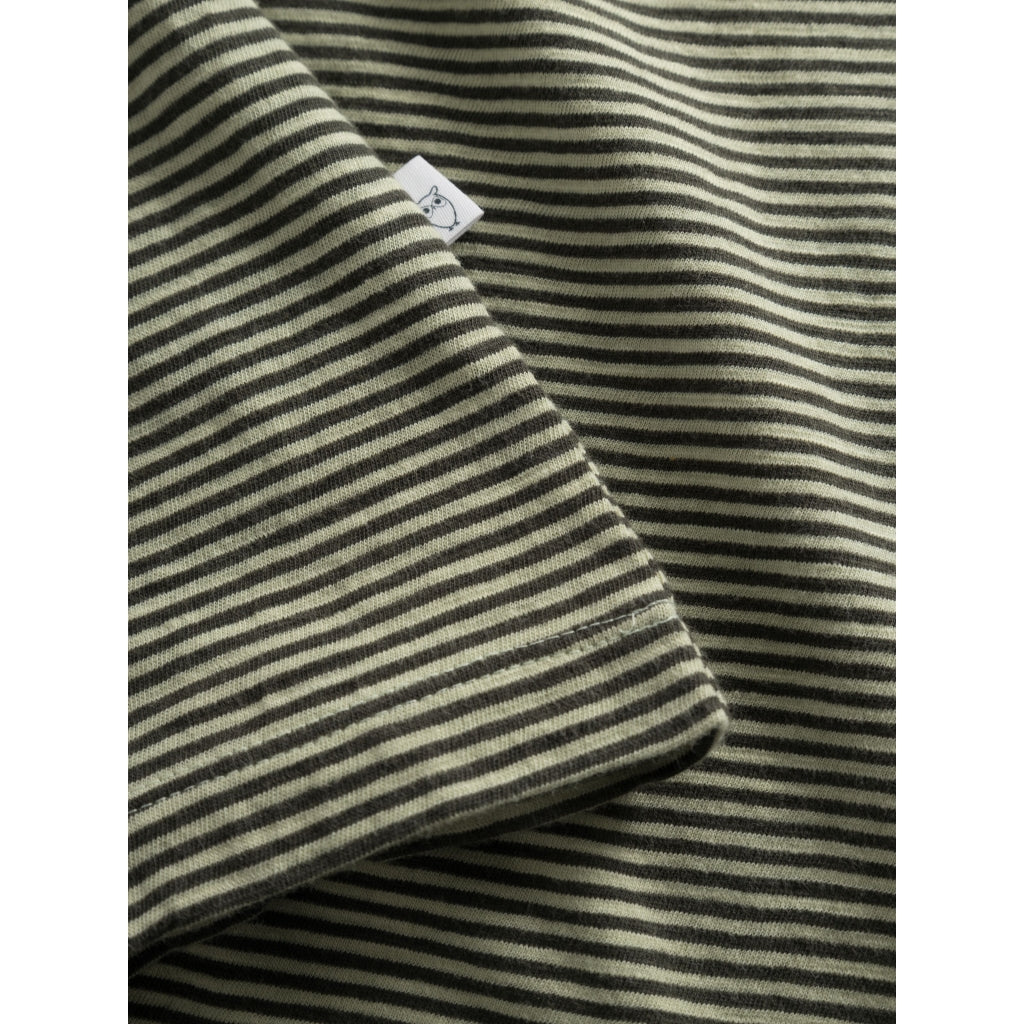 T-shirt olive à rayures en coton bio - narrow striped slub t-shirt swamp