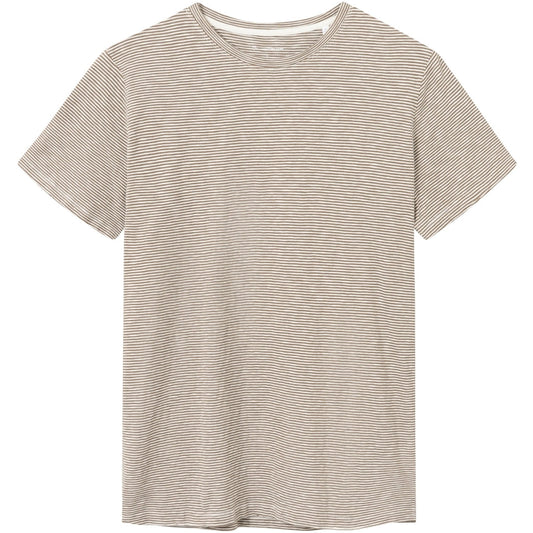 T-shirt marron à rayures en coton bio - narrow striped slub t-shirt cub