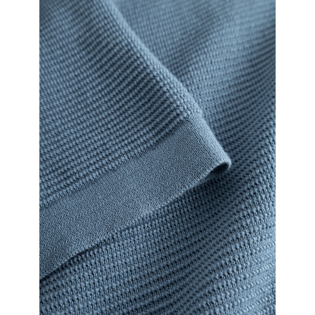 Polo zippé bleu en maille de coton bio - polo zipper knit asley blue