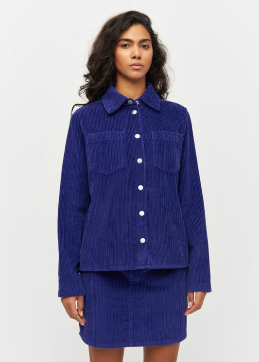 Surchemise velours en coton bio | Violet "corduroy overshirt deep purple"