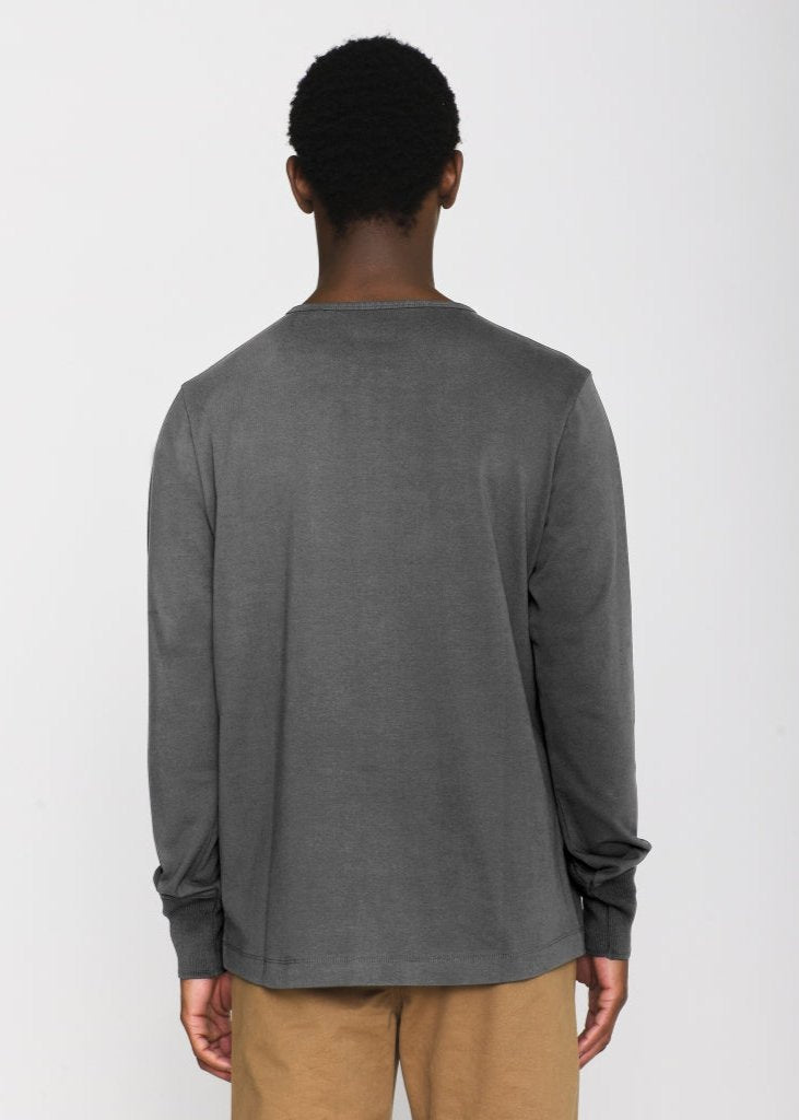 T-shirt manches longues en coton bio | gris "bo long sleeve henley dark grey melange"