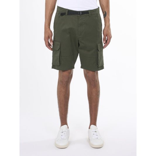 Short cargo vert forêt en coton bio - cargo stretched twill shorts forrest night