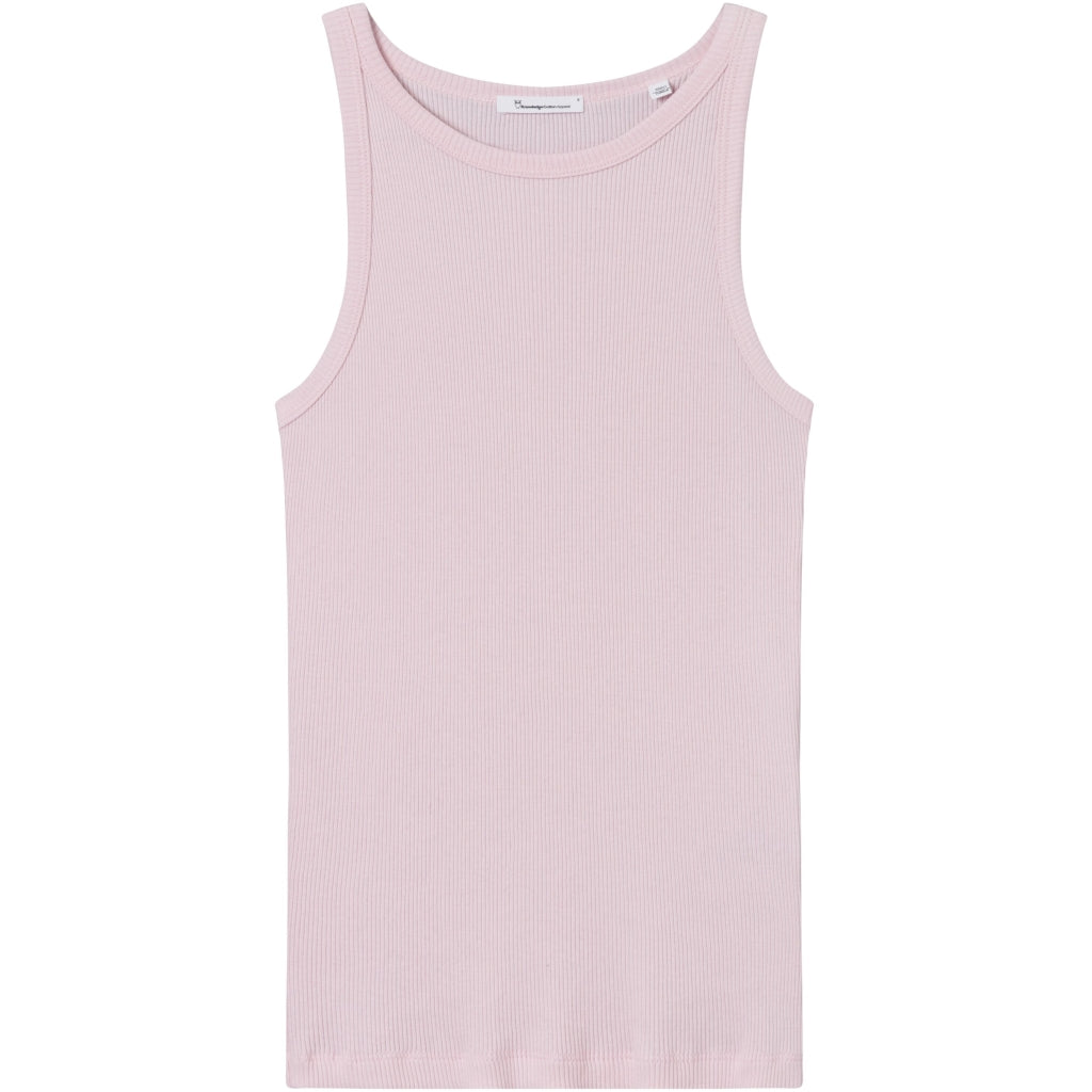 Débardeur rose côtelé en coton bio - racer rib top parfait pink