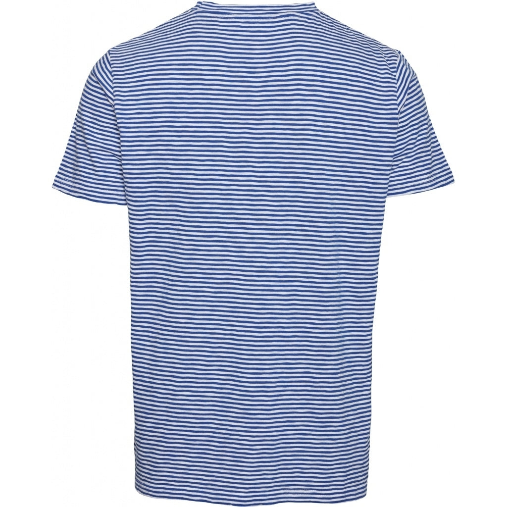 T-shirt rayé bleu et blanc en coton bio - alder