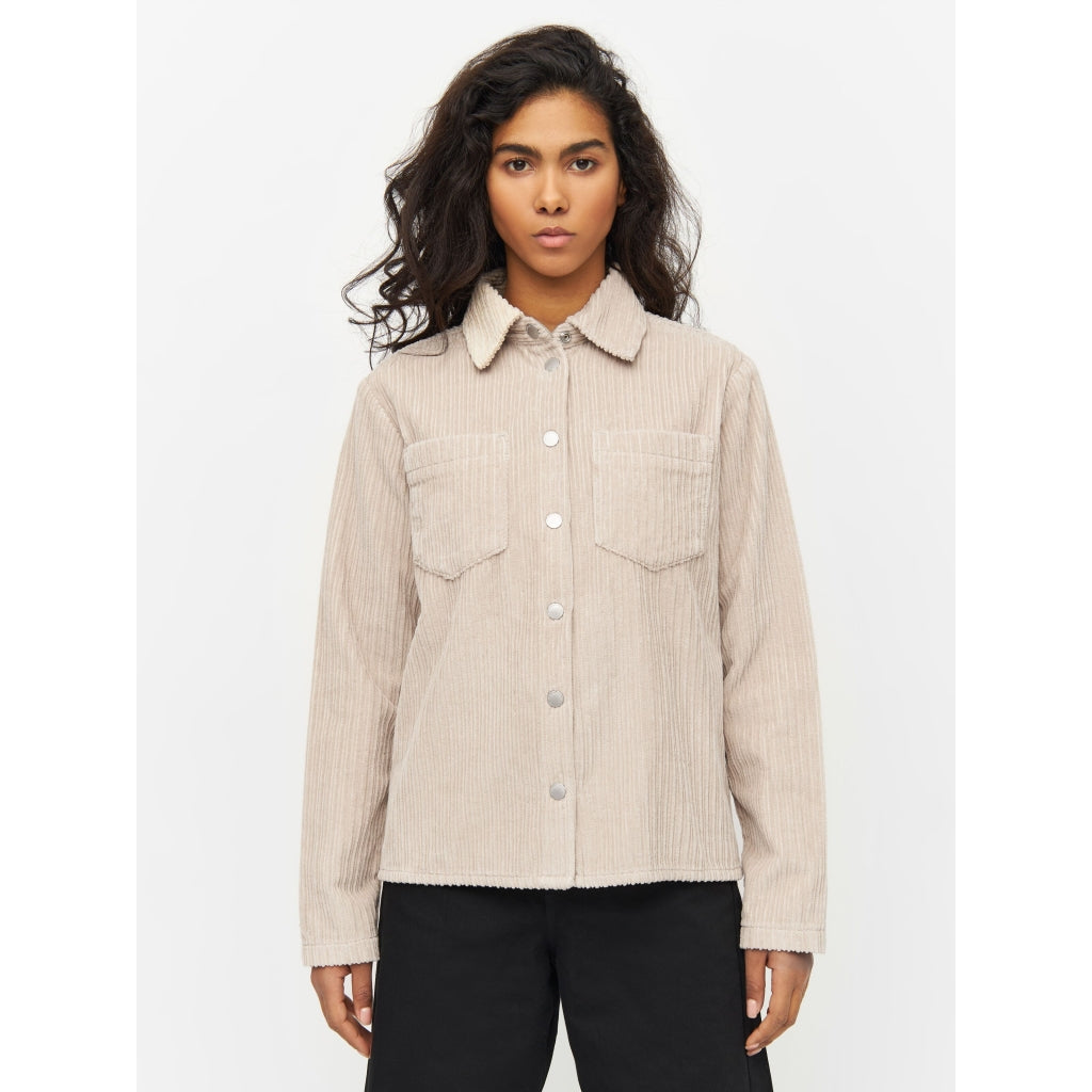 Surchemise velours en coton bio | Beige "corduroy overshirt light feather gray"