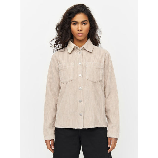 Surchemise velours en coton bio | Beige "corduroy overshirt light feather gray"