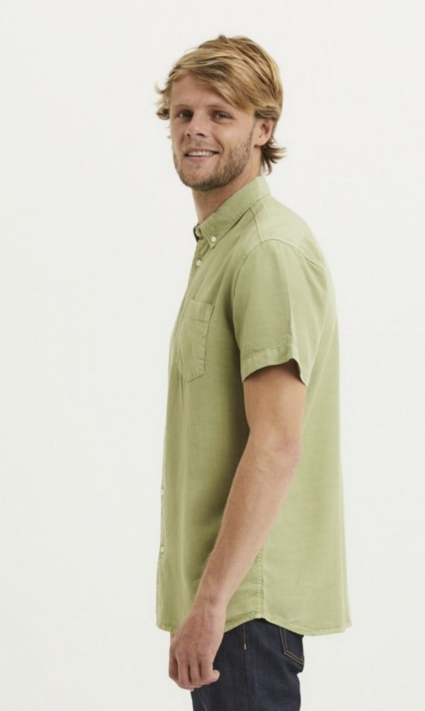 Chemise à manches courtes verte en tencel - Larch