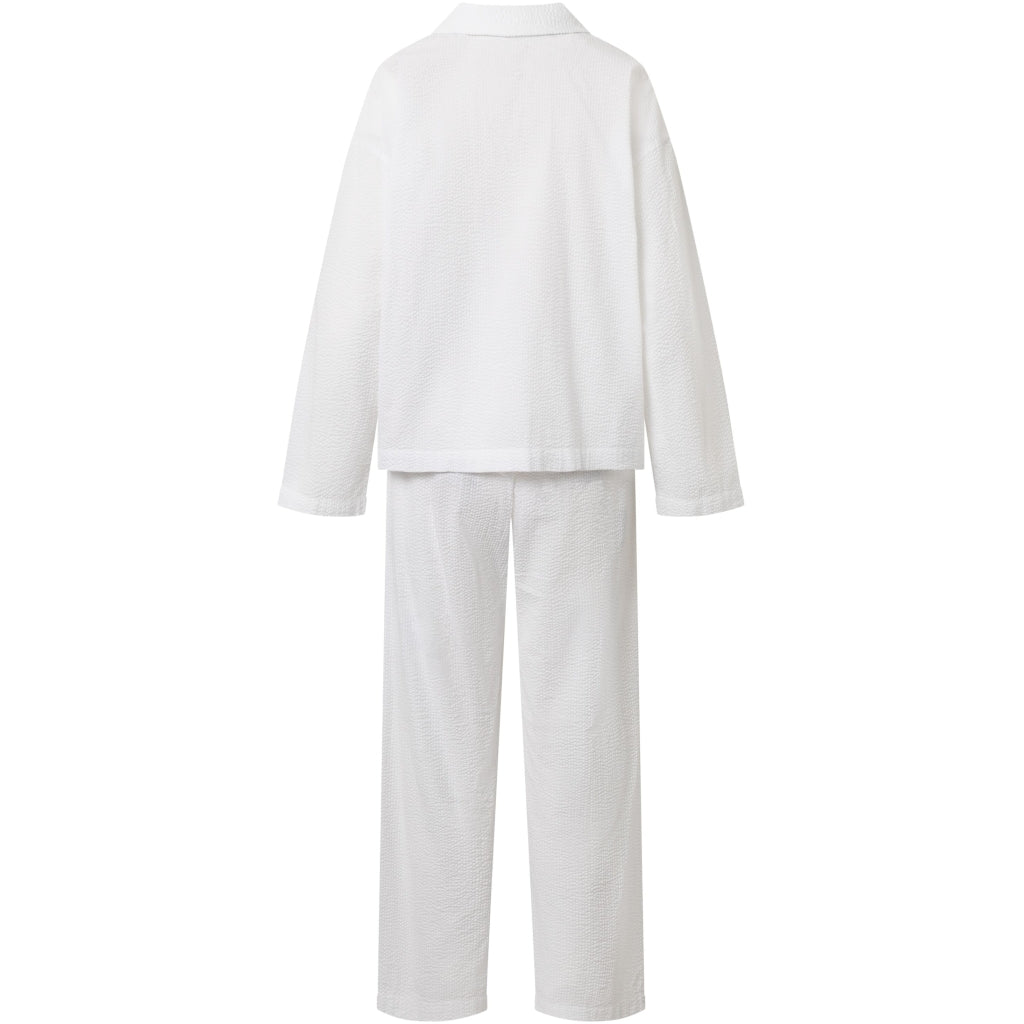 Ensemble de pyjama blanc en coton bio gaufré - pyjamas set bright white