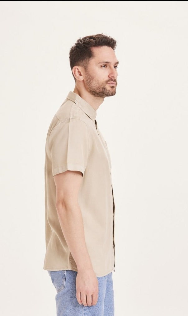 Chemise à manches courtes beige en tencel - Larch