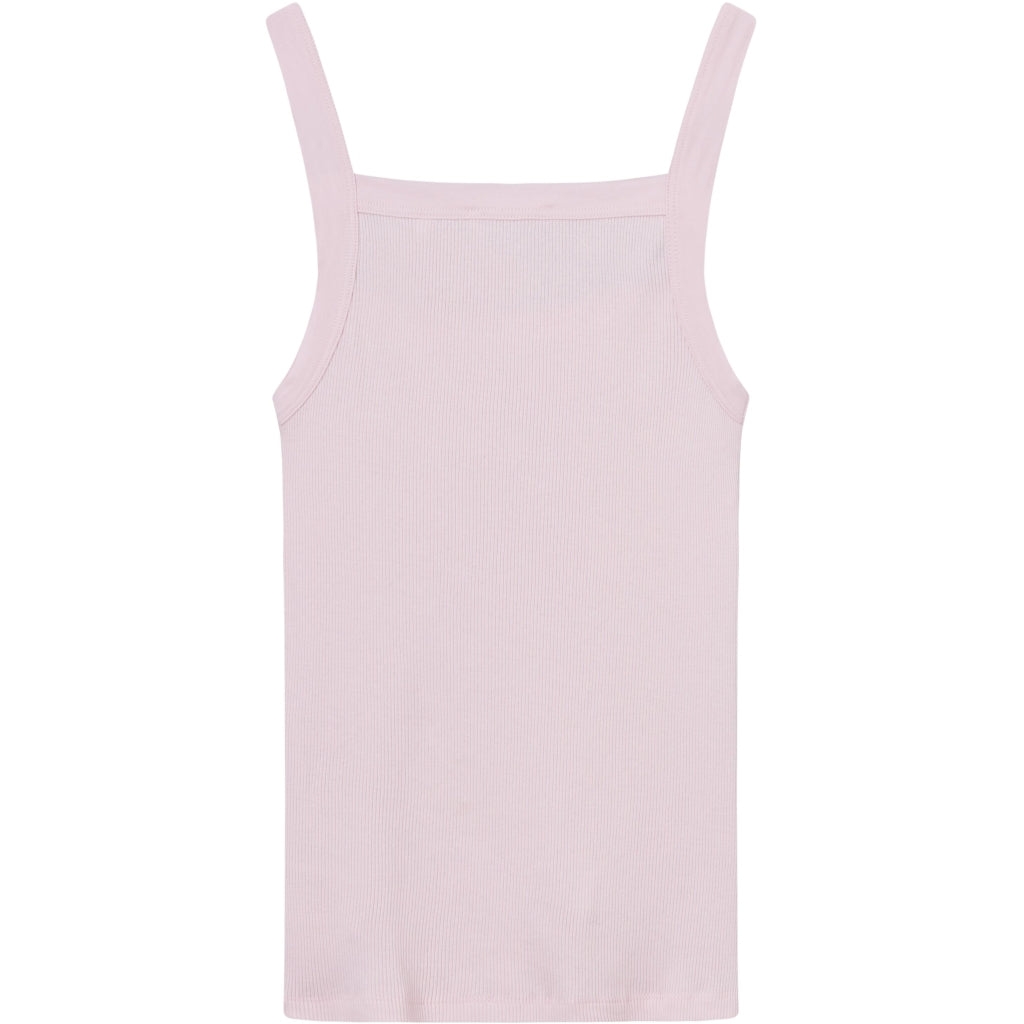 Top rose côtelé à bretelles en coton bio - rib strap top parfait pink