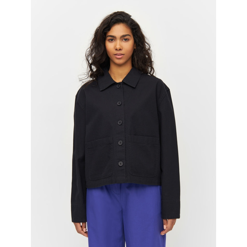 Surchemise en coton bio | Noir "canvas overshirt black jet"