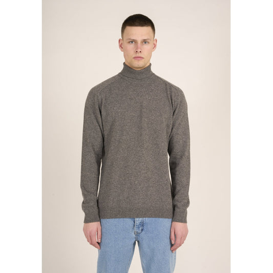 Pull à col roulé en maille grise en laine bio - roll neck dark grey melange