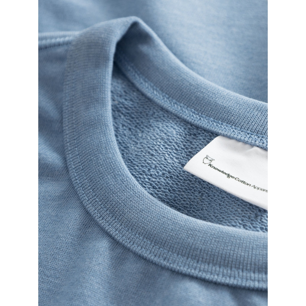 Sweat bleu en coton et matière recyclés - crew neck sweat asley blue