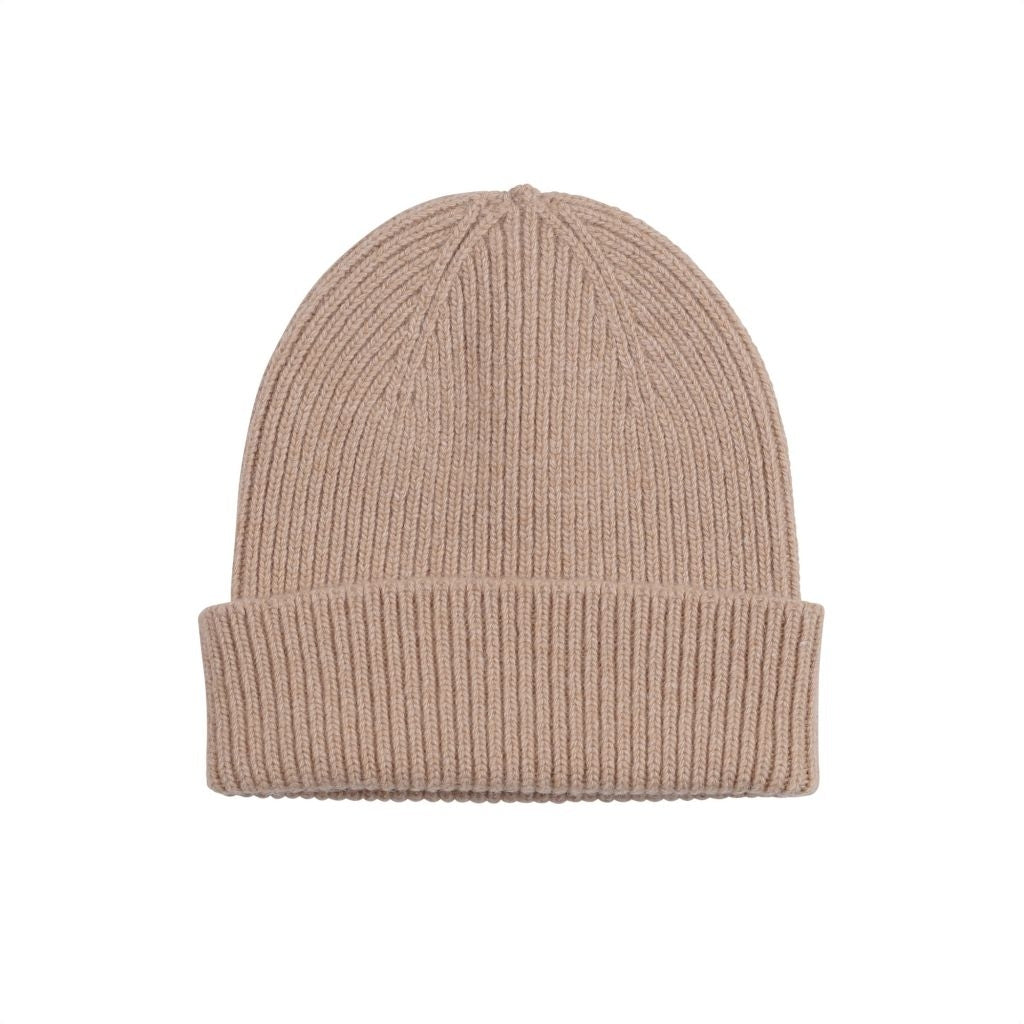 Bonnet sable en laine mérinos recyclée - merino wool beanie desert khaki