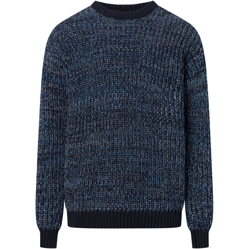 Pull en maille de coton bio | Mélange de bleu "multicolored crew neck blue aop"