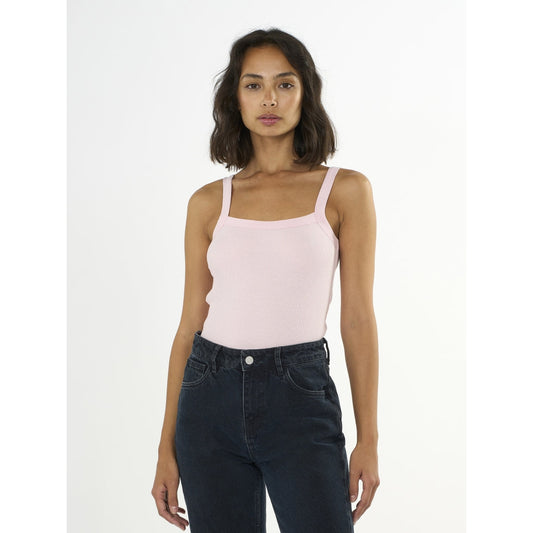 Top rose côtelé à bretelles en coton bio - rib strap top parfait pink