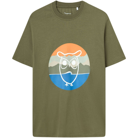 T-shirt olive avec imprimé en coton bio - regular mountain t-shirt burned olive