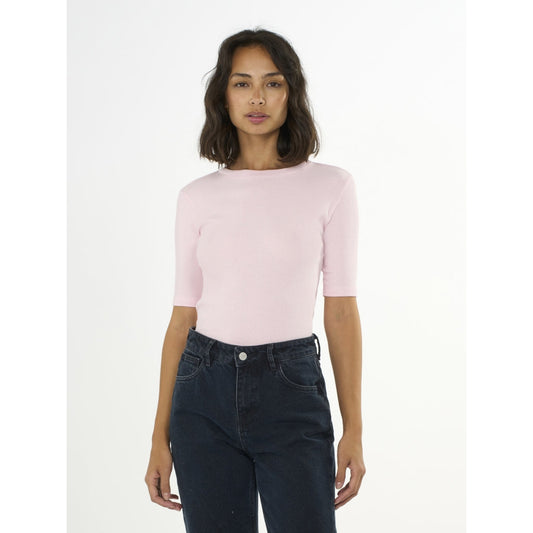T-shirt rose côtelé en coton bio - rib t-shirt parfait pink