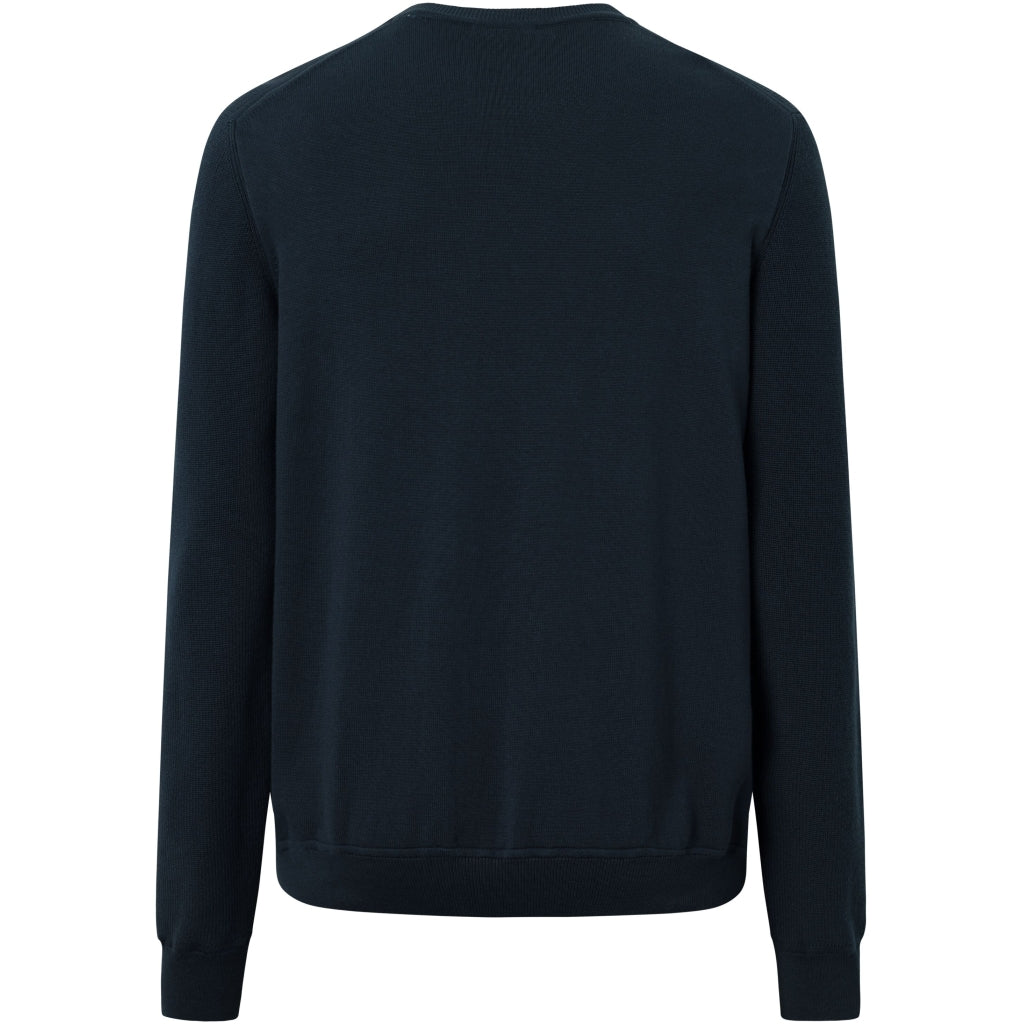 Pull marine en maille de coton bio - mixed pattern crew neck knit total eclipse