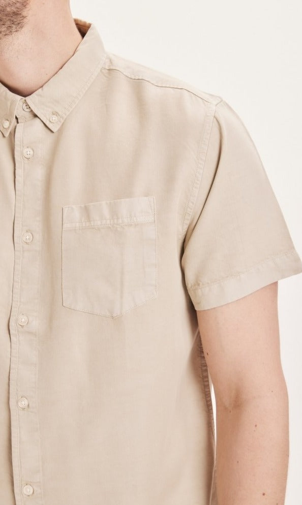 Chemise à manches courtes beige en tencel - Larch