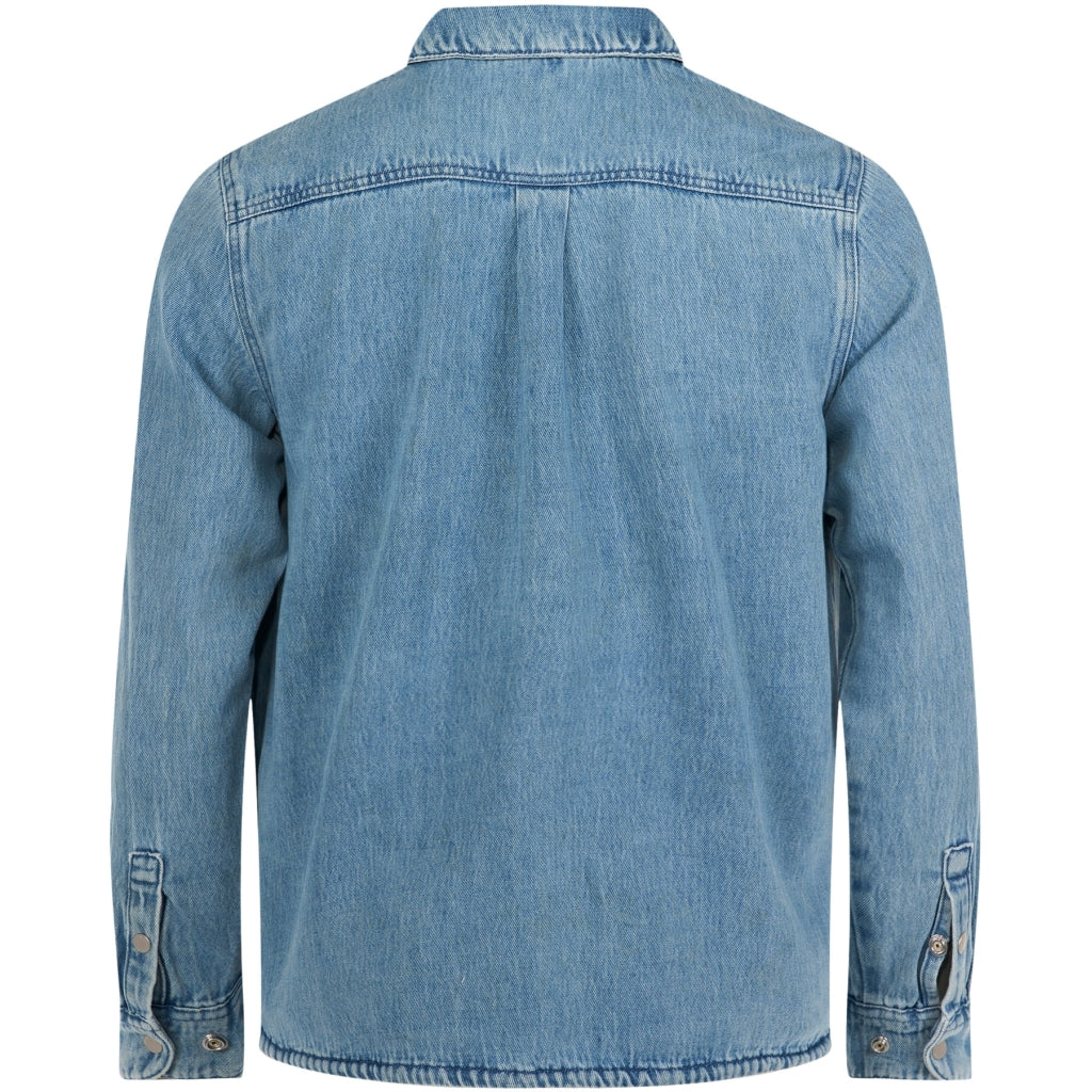 Surchemise en jean zippée en coton bio - denim zip shirt medium wash