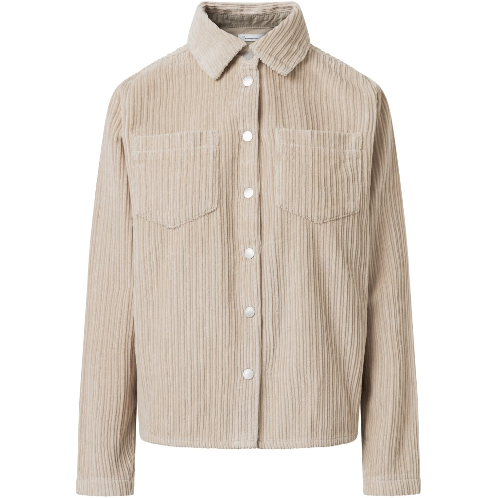 Surchemise velours en coton bio | Beige "corduroy overshirt light feather gray"