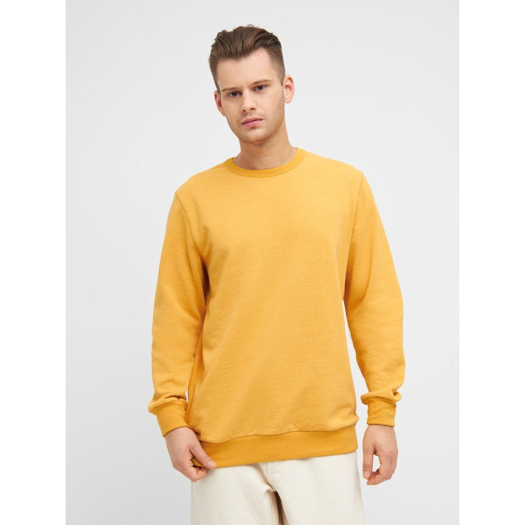 Sweat jaune en coton et matière recyclés - crew neck sweat amber yellow