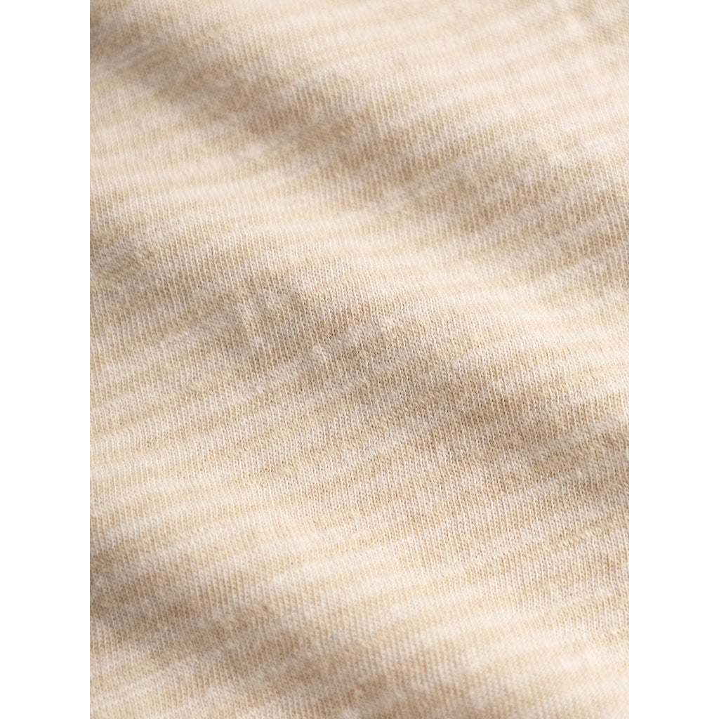 T-shirt beige à rayures en coton bio - narrow striped slub t-shirt safari