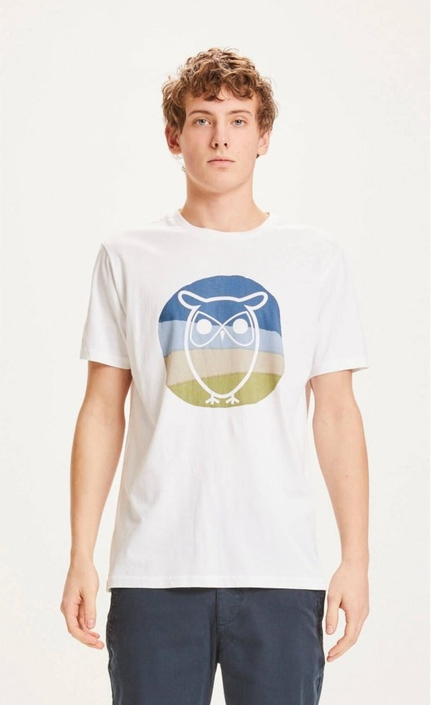 T-shirt imprimé blanc en coton bio - Alder hibou