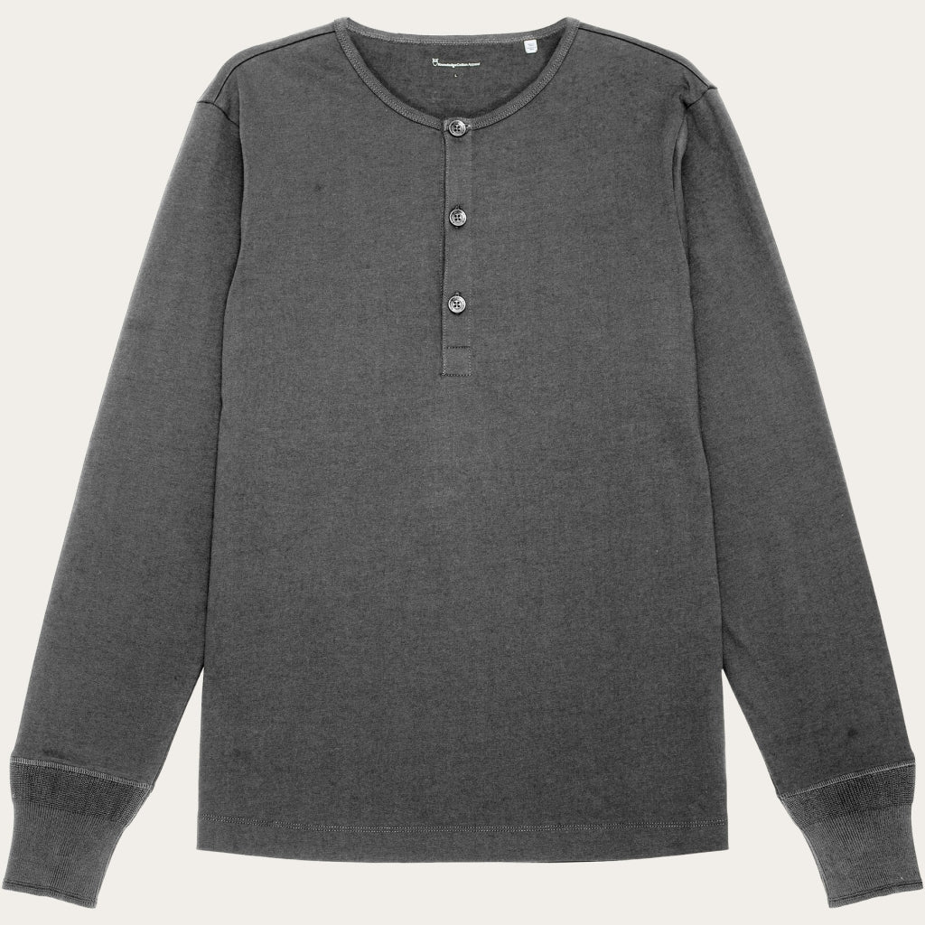 T-shirt manches longues en coton bio | gris "bo long sleeve henley dark grey melange"