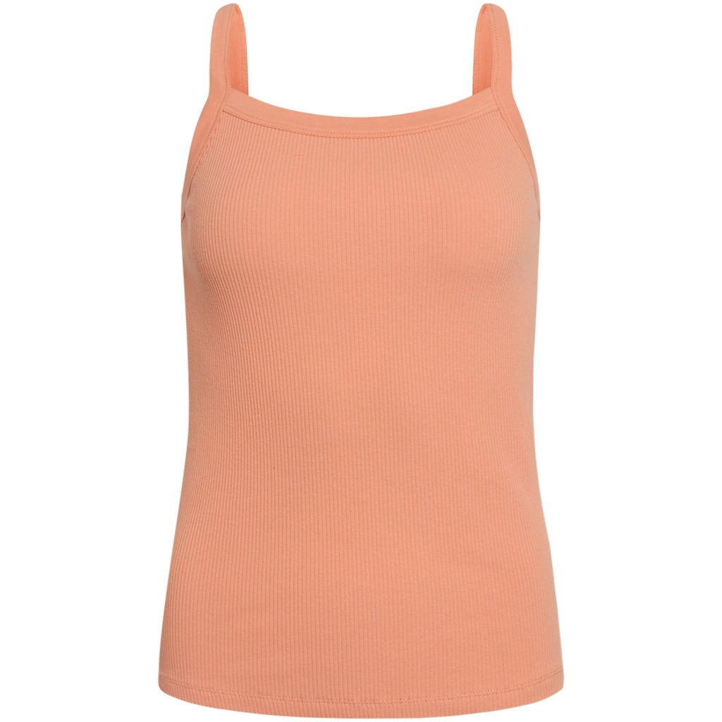 Top corail à fines bretelles en coton bio - Rose