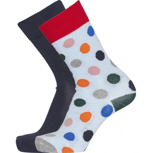 Pack 2 paires de chaussettes à pois et bleu nuit en coton bio - timber