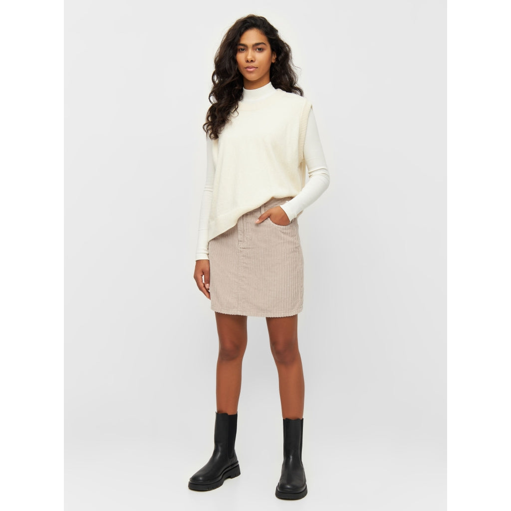 Jupe velours en coton bio | Beige "irregular corduroy skirt light feather gray"