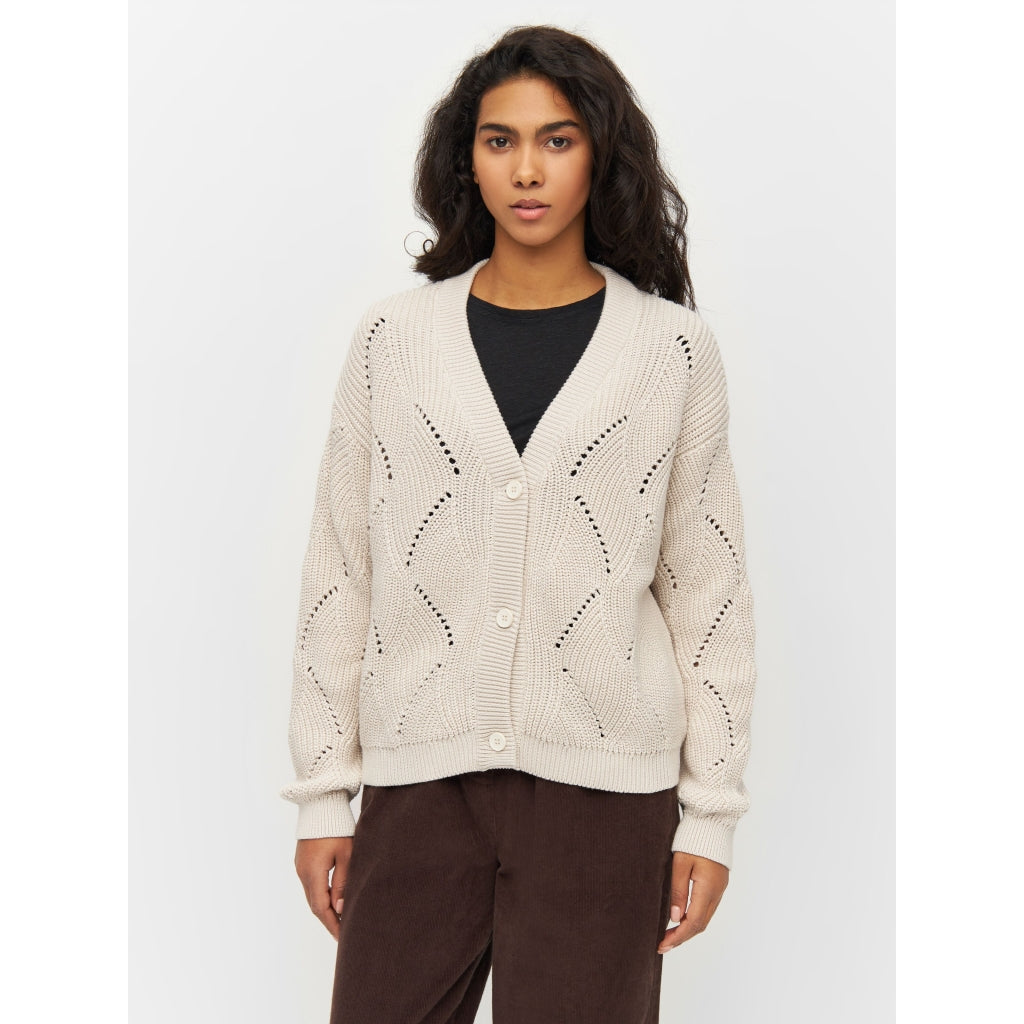 Gilet en maille de coton bio | Beige "cotton cable knit cardigan buttercream"