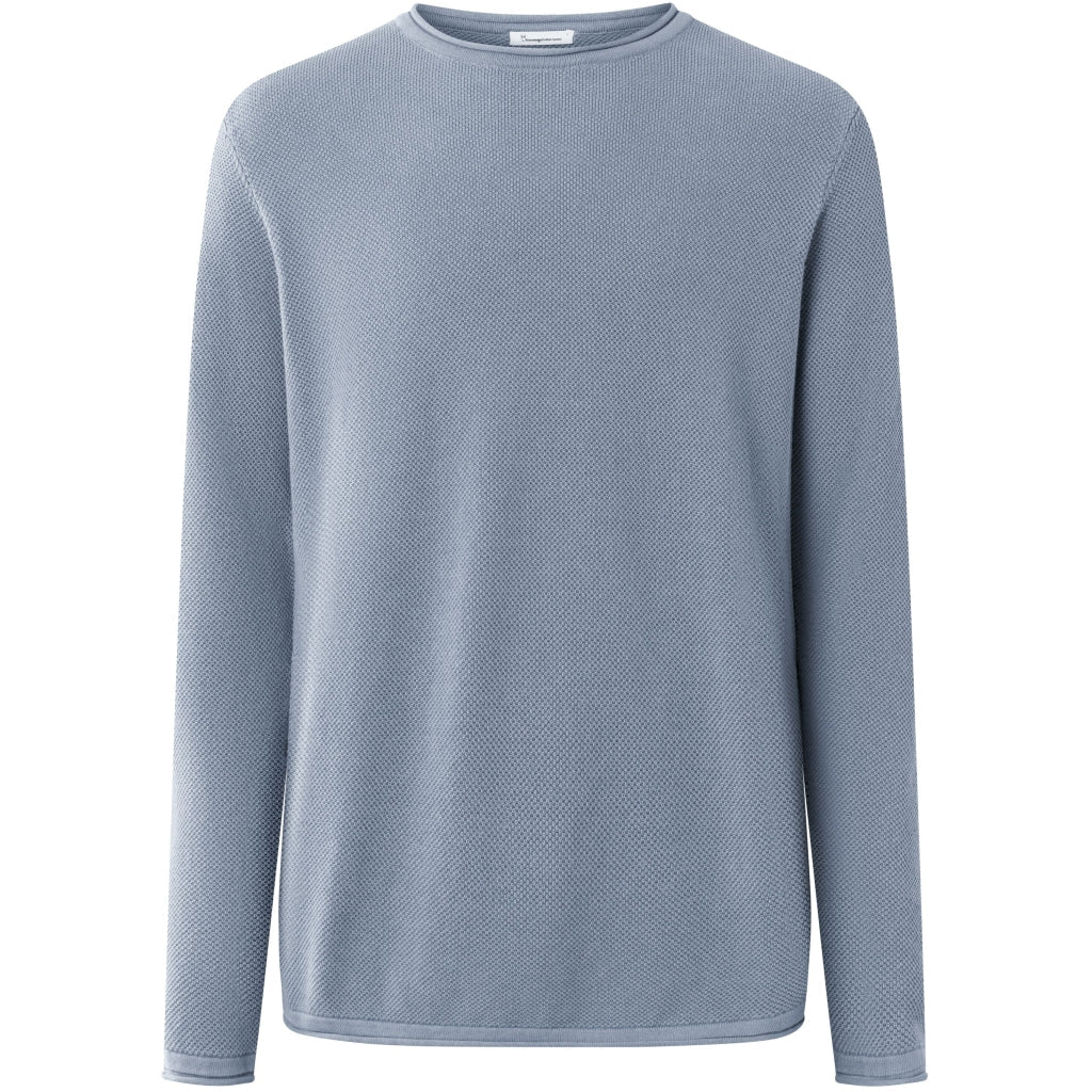 Pull bleu tricoté en coton bio - cotton crew neck knit asley blue