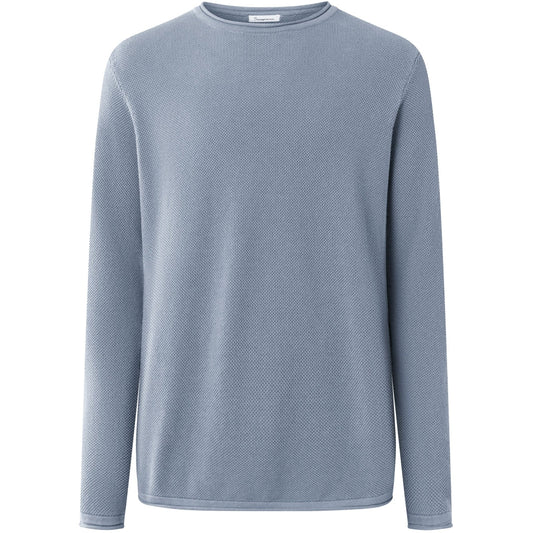 Pull bleu tricoté en coton bio - cotton crew neck knit asley blue